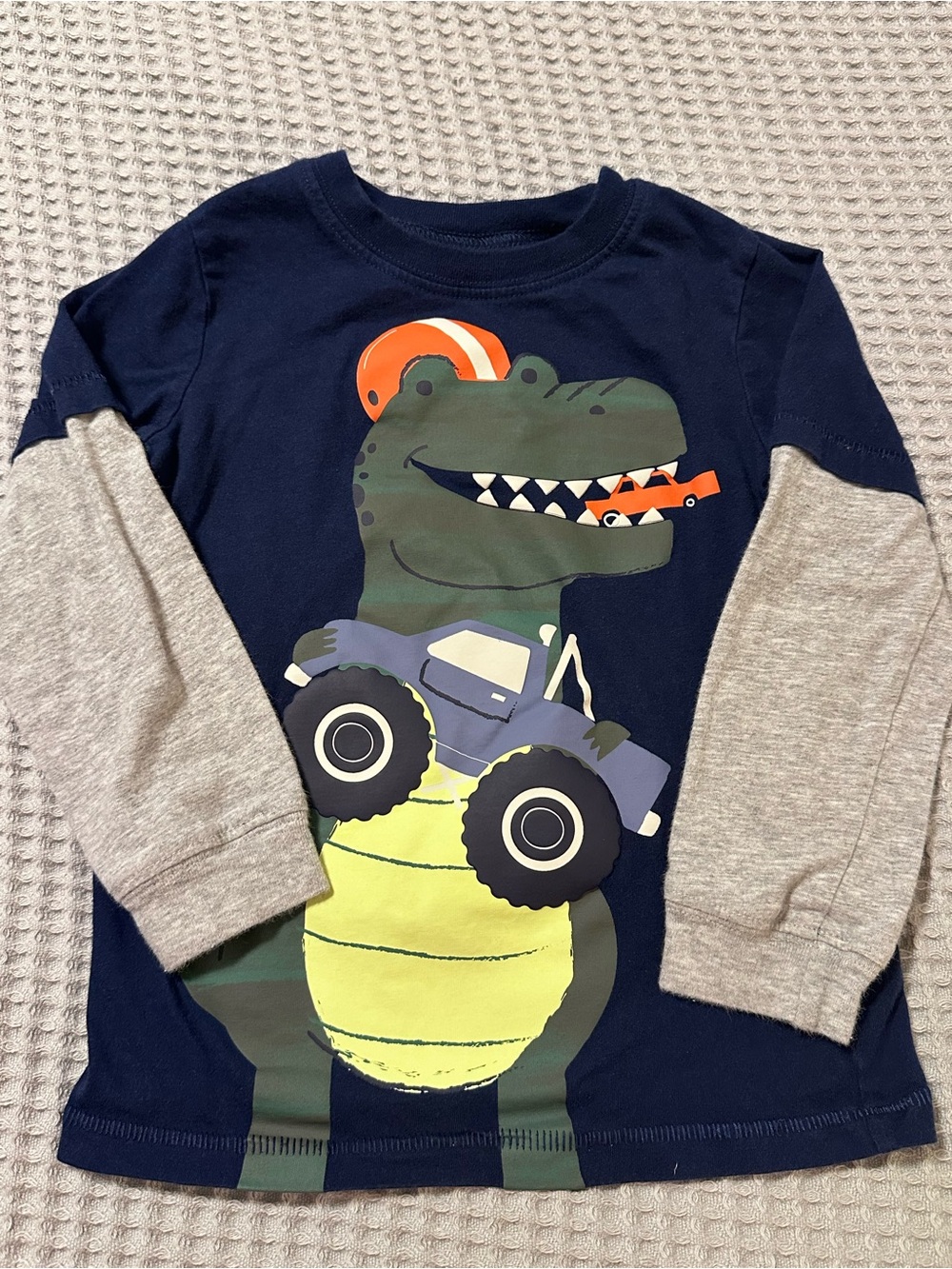 Carter's Navy Long Sleeve Tee with Dino & Monster Truck